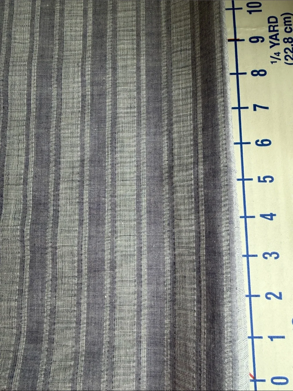 Vintage Blue Gray Yarn-Dyed Woven Stripe Cotton Fabric 1 1/3 Yards x 44”
